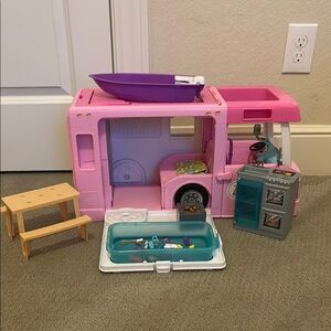 Barbie Pink and Purple Camper Van Playset with Pool